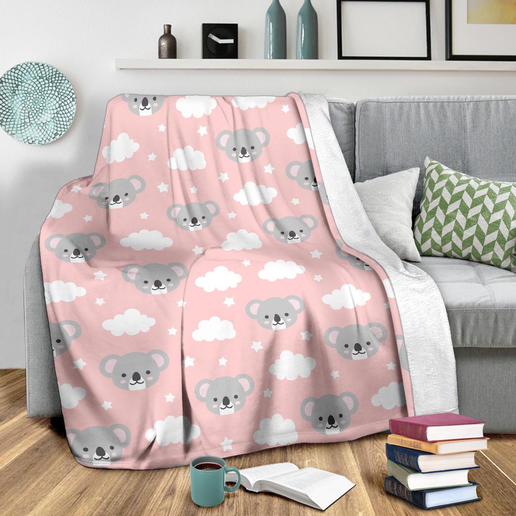 Pink Koala Pattern Print Blanket-grizzshop