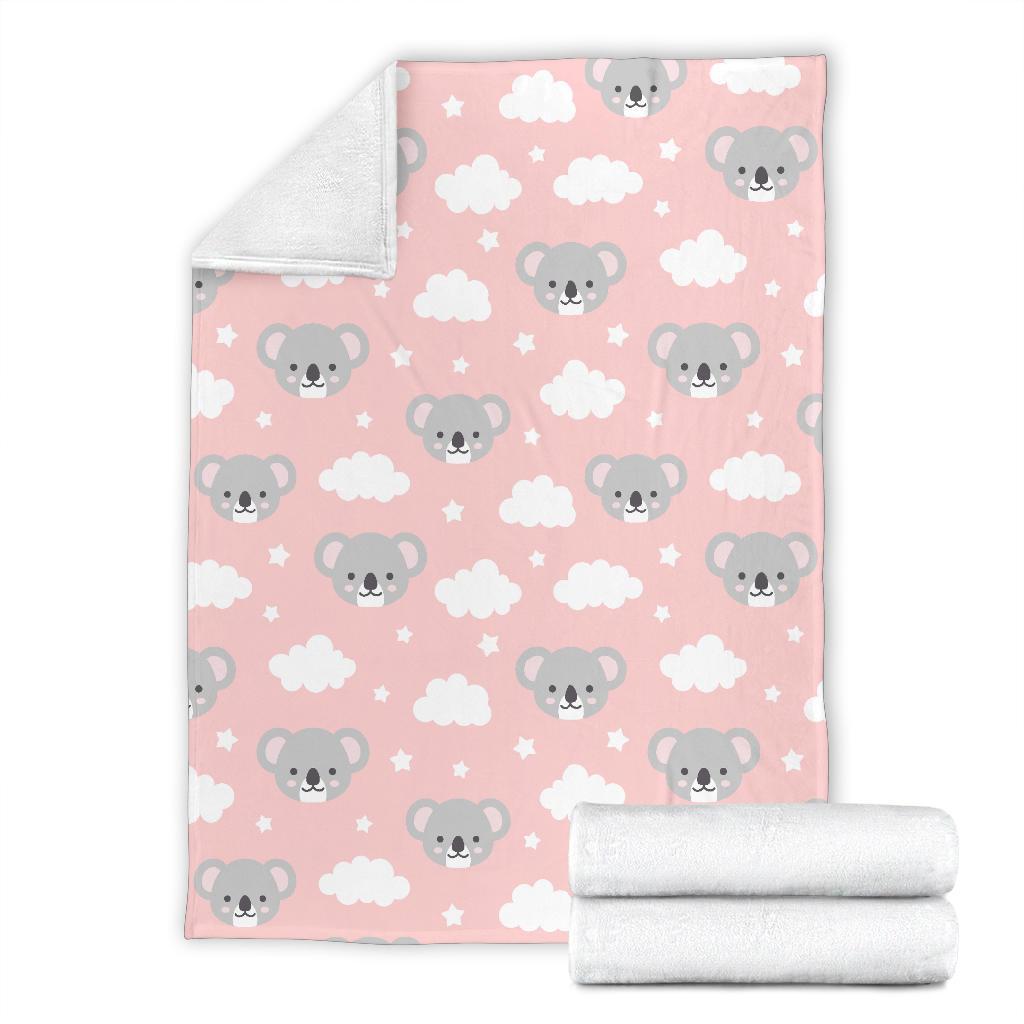 Pink Koala Pattern Print Blanket-grizzshop