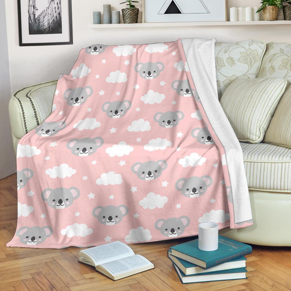 Pink Koala Pattern Print Blanket-grizzshop