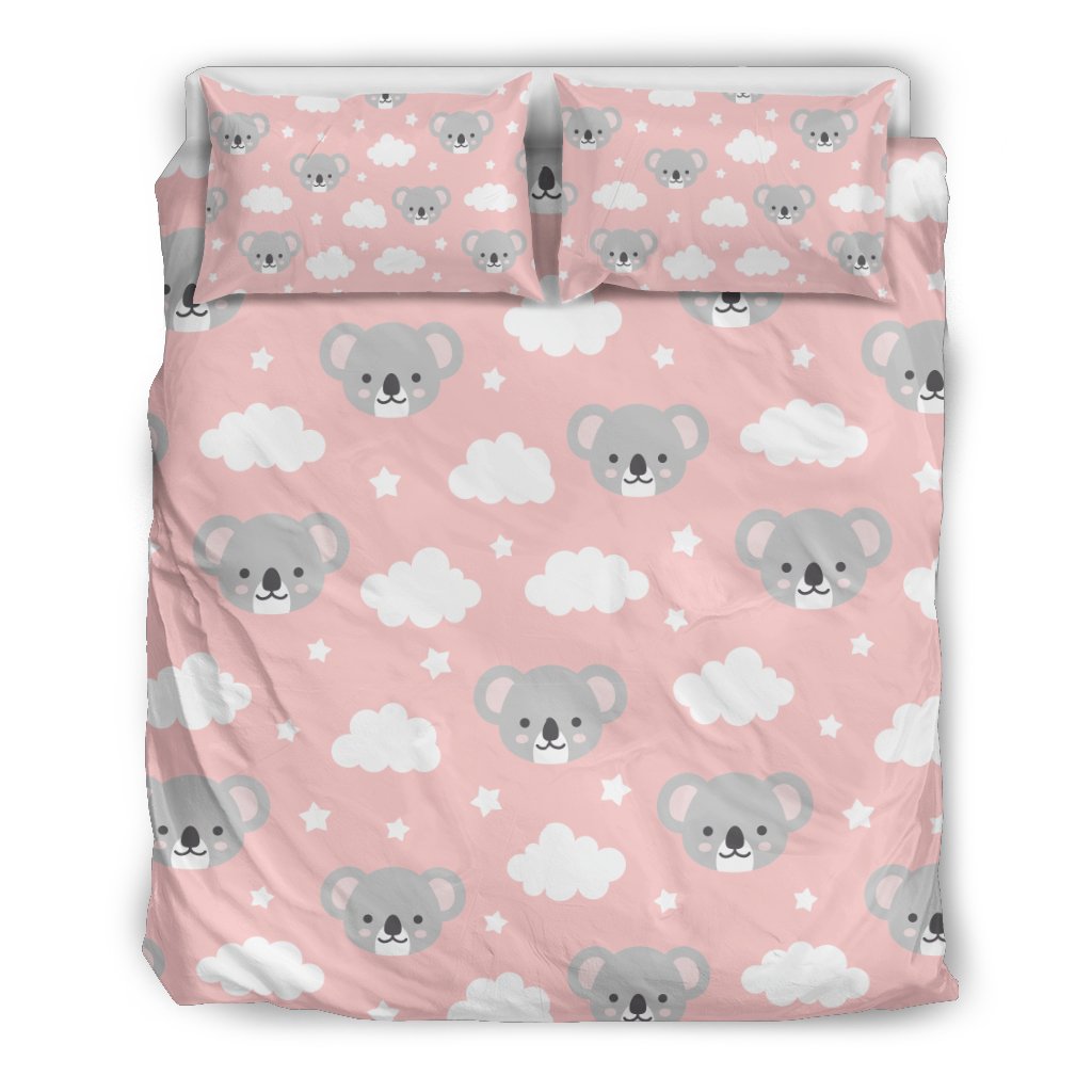 Pink Koala Pattern Print Duvet Cover Bedding Set-grizzshop