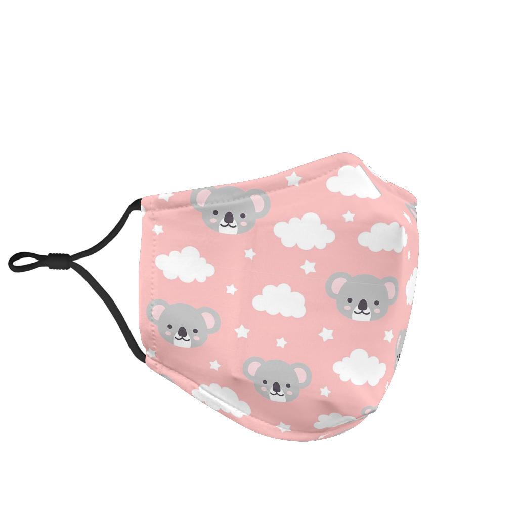 Pink Koala Pattern Print Face Mask-grizzshop