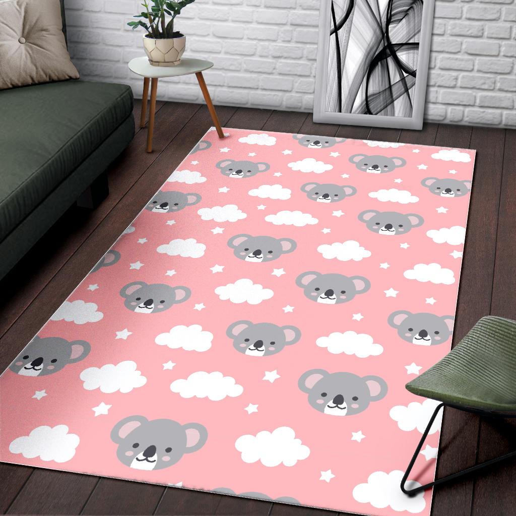 Pink Koala Pattern Print Floor Mat-grizzshop