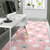 Pink Koala Pattern Print Floor Mat-grizzshop