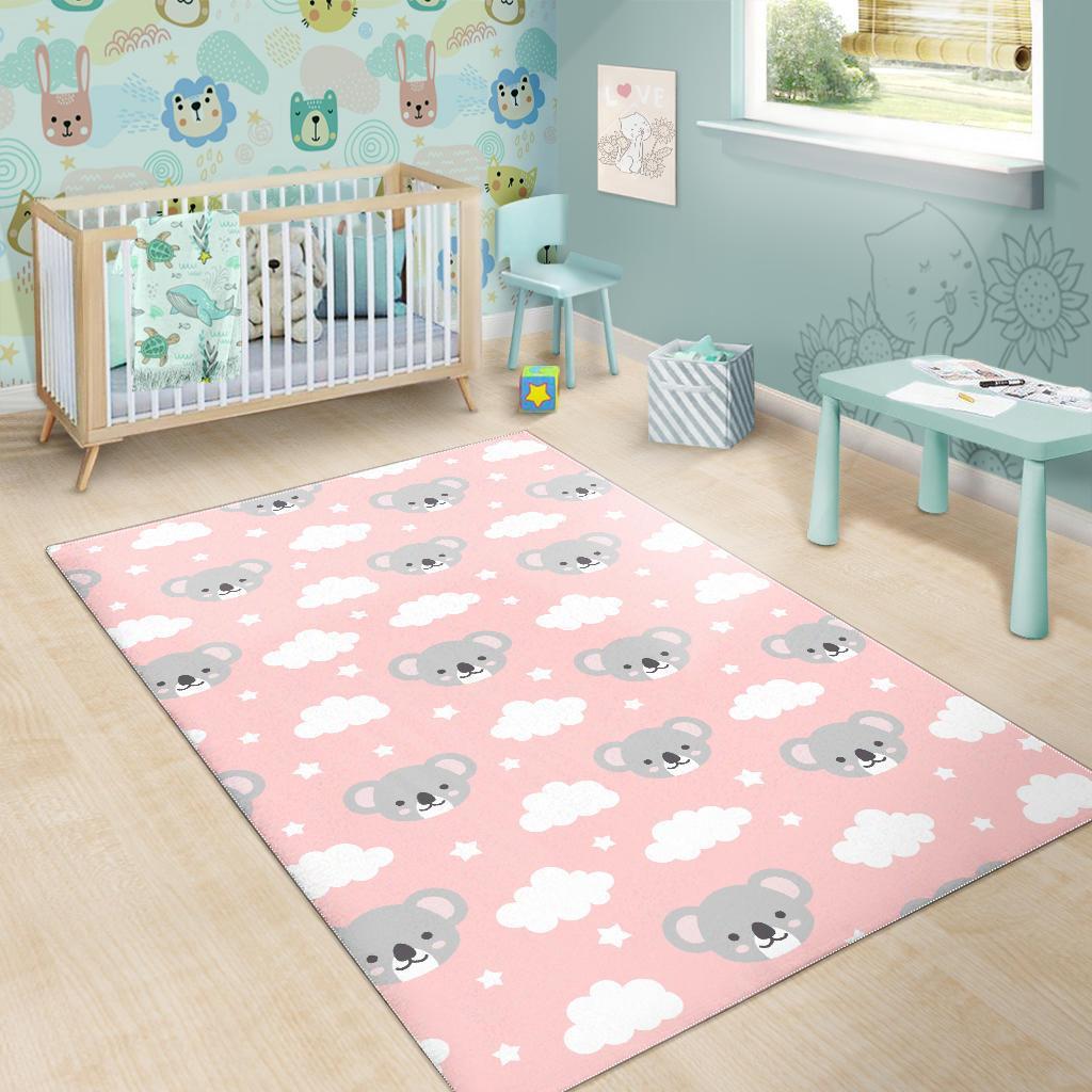 Pink Koala Pattern Print Floor Mat-grizzshop