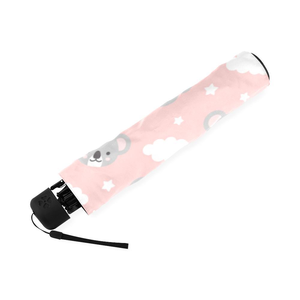 Pink Koala Pattern Print Foldable Umbrella-grizzshop