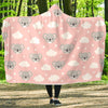 Pink Koala Pattern Print Hooded Blanket-grizzshop