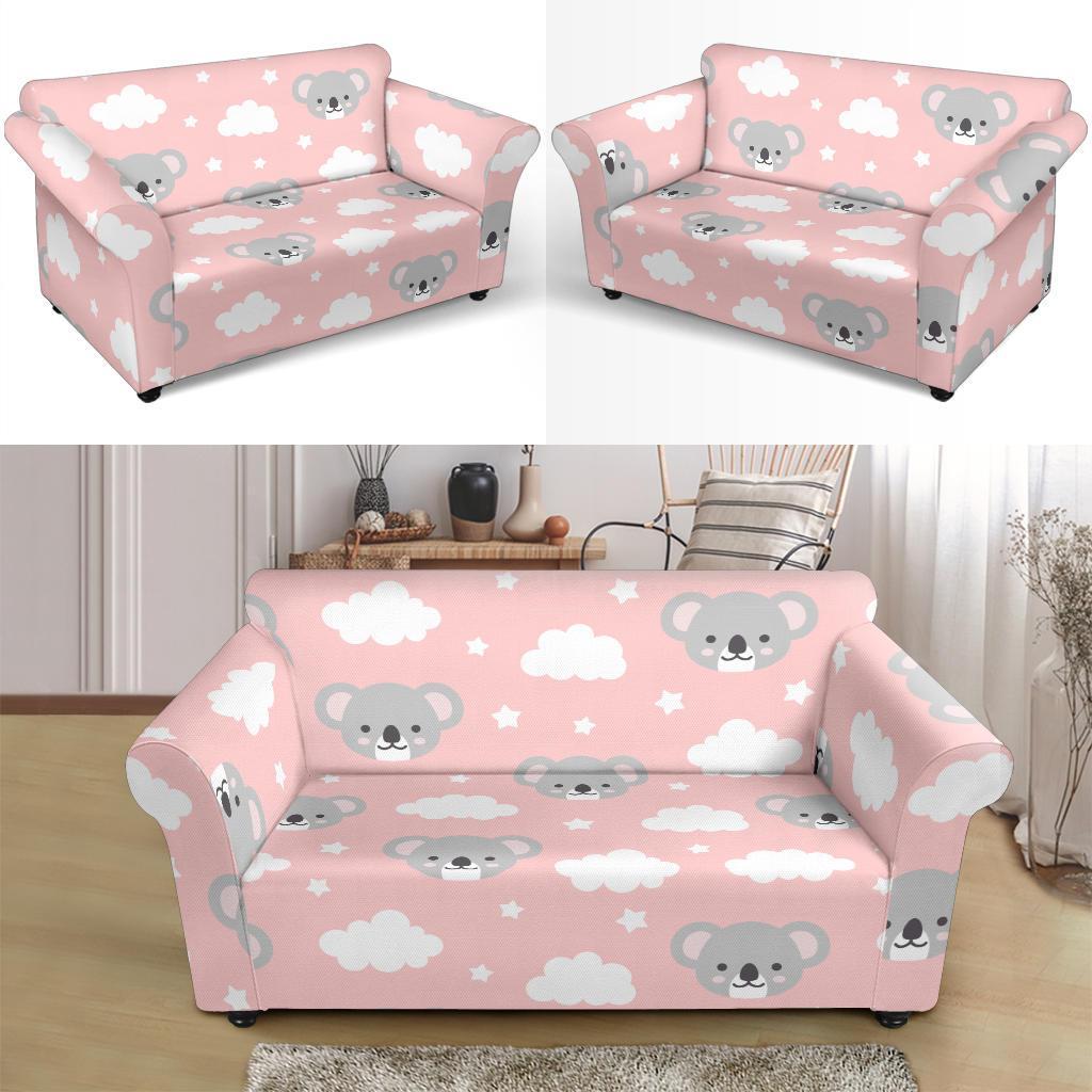 Pink Koala Pattern Print Loveseat Cover-grizzshop