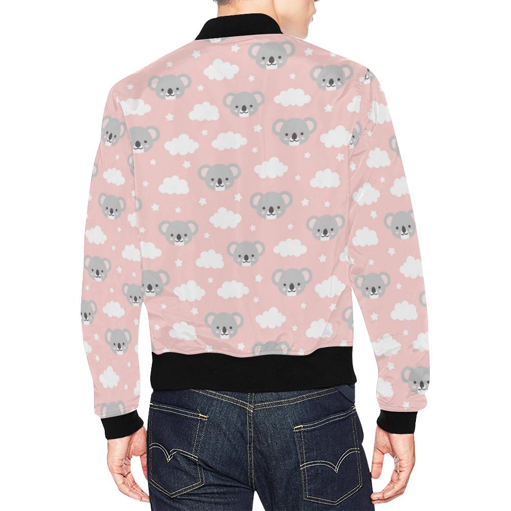 Pink Koala Pattern Print Men's Bomber Jacket-grizzshop