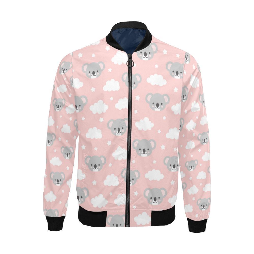 Pink Koala Pattern Print Men's Bomber Jacket-grizzshop