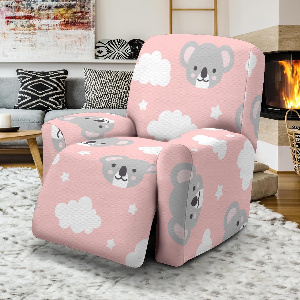 Pink Koala Pattern Print Recliner Cover-grizzshop