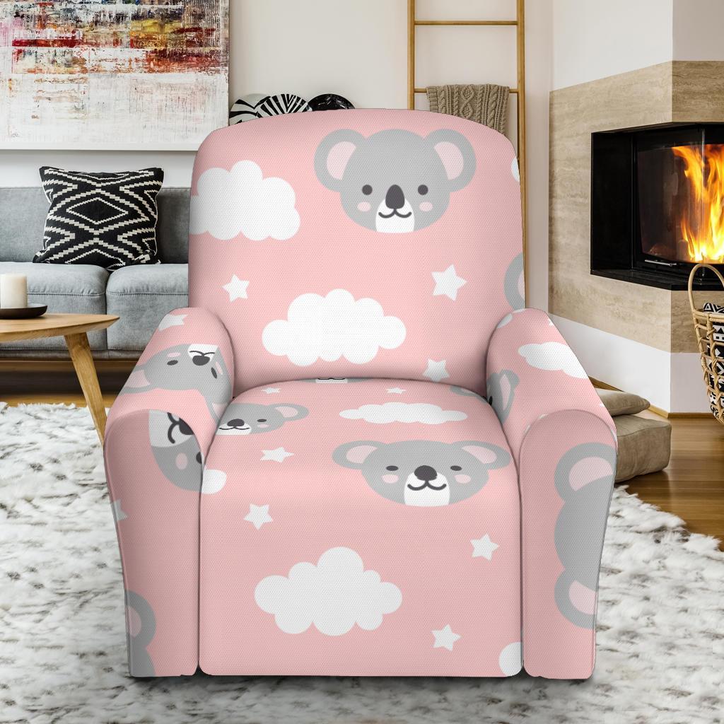 Pink Koala Pattern Print Recliner Cover-grizzshop