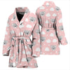 Pink Koala Pattern Print Women Long Robe-grizzshop