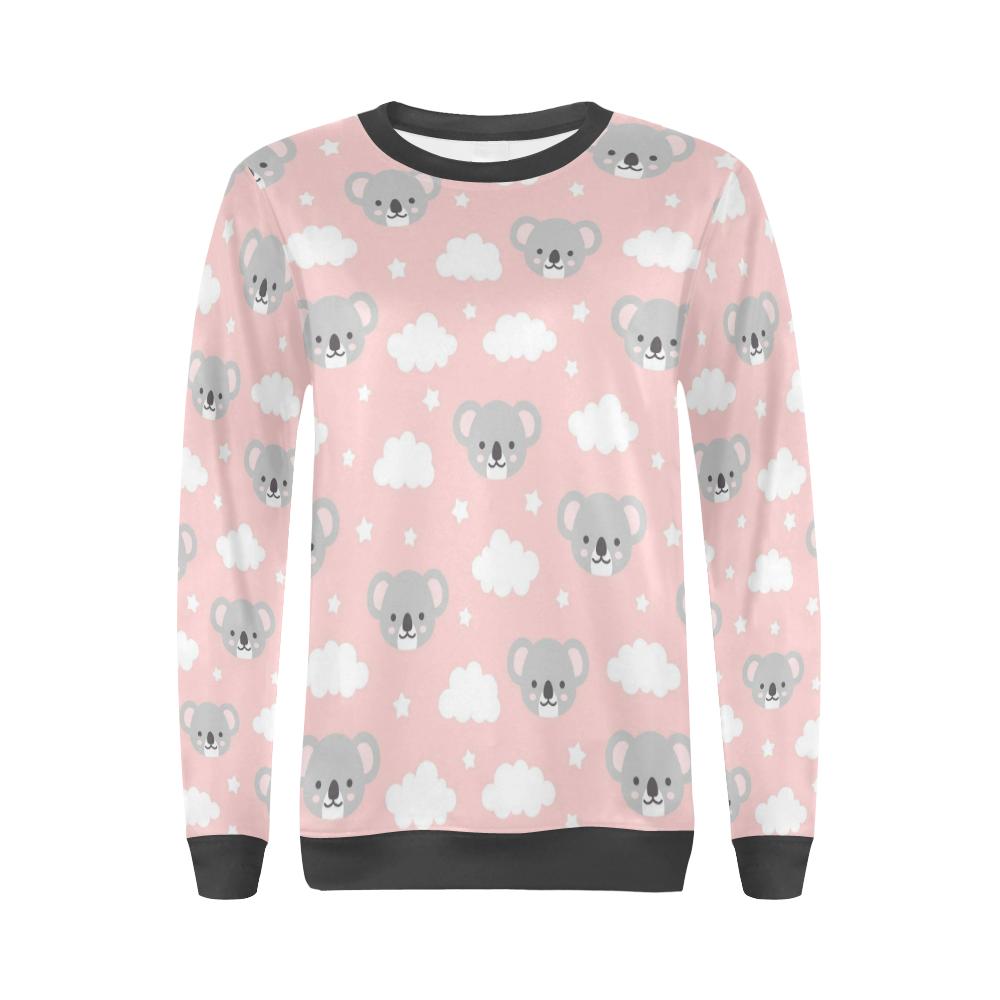 Pink Koala Pattern Print Women's Sweatshirt-grizzshop