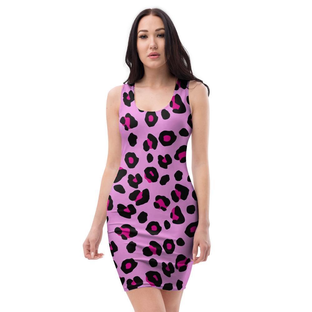 Pink Leopard Bodycon Dress-grizzshop