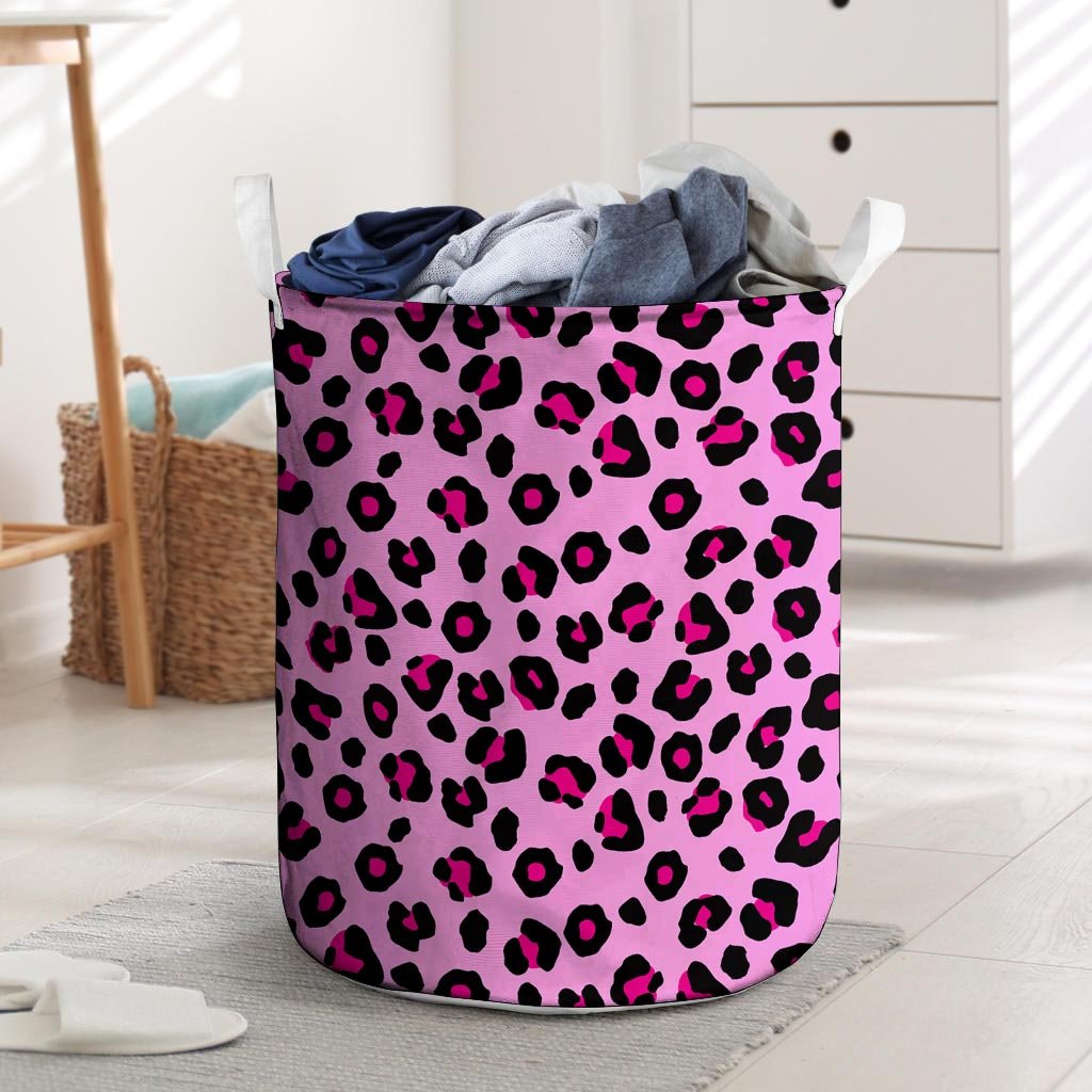 Pink Leopard Laundry Basket-grizzshop