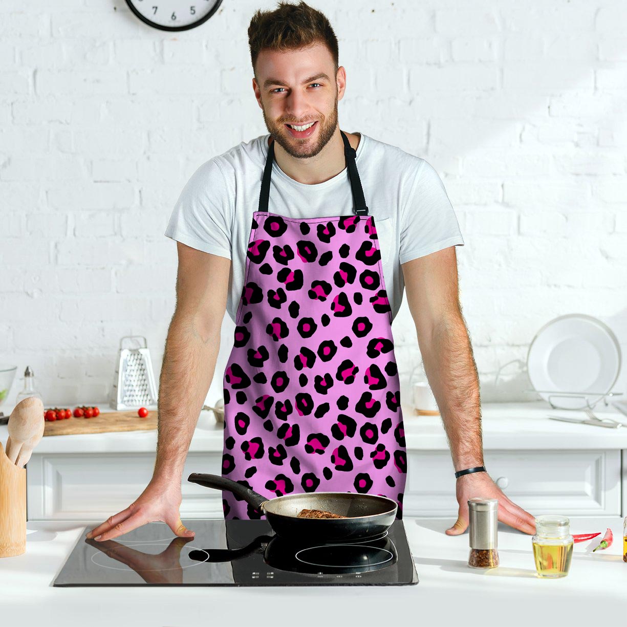 Pink Leopard Men's Apron-grizzshop