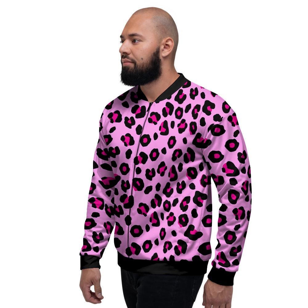 Pink Leopard Men's Bomber Jacket-grizzshop