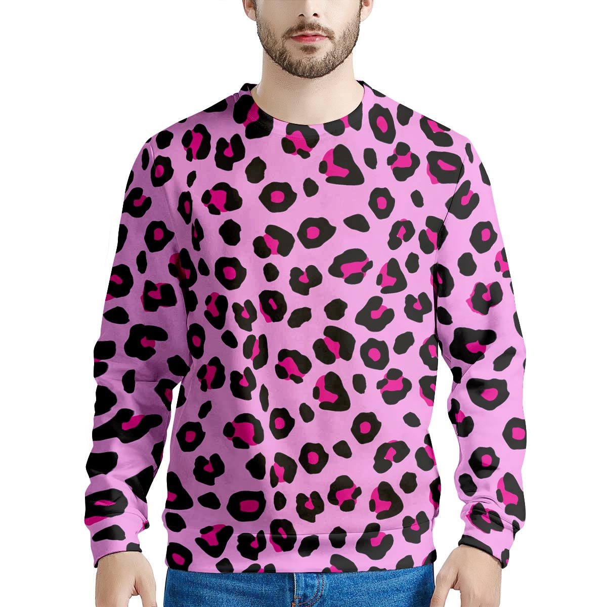 Pink Leopard Men's Sweatshirt-grizzshop