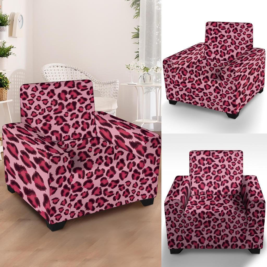 Pink Leopard Print Armchair Cover-grizzshop