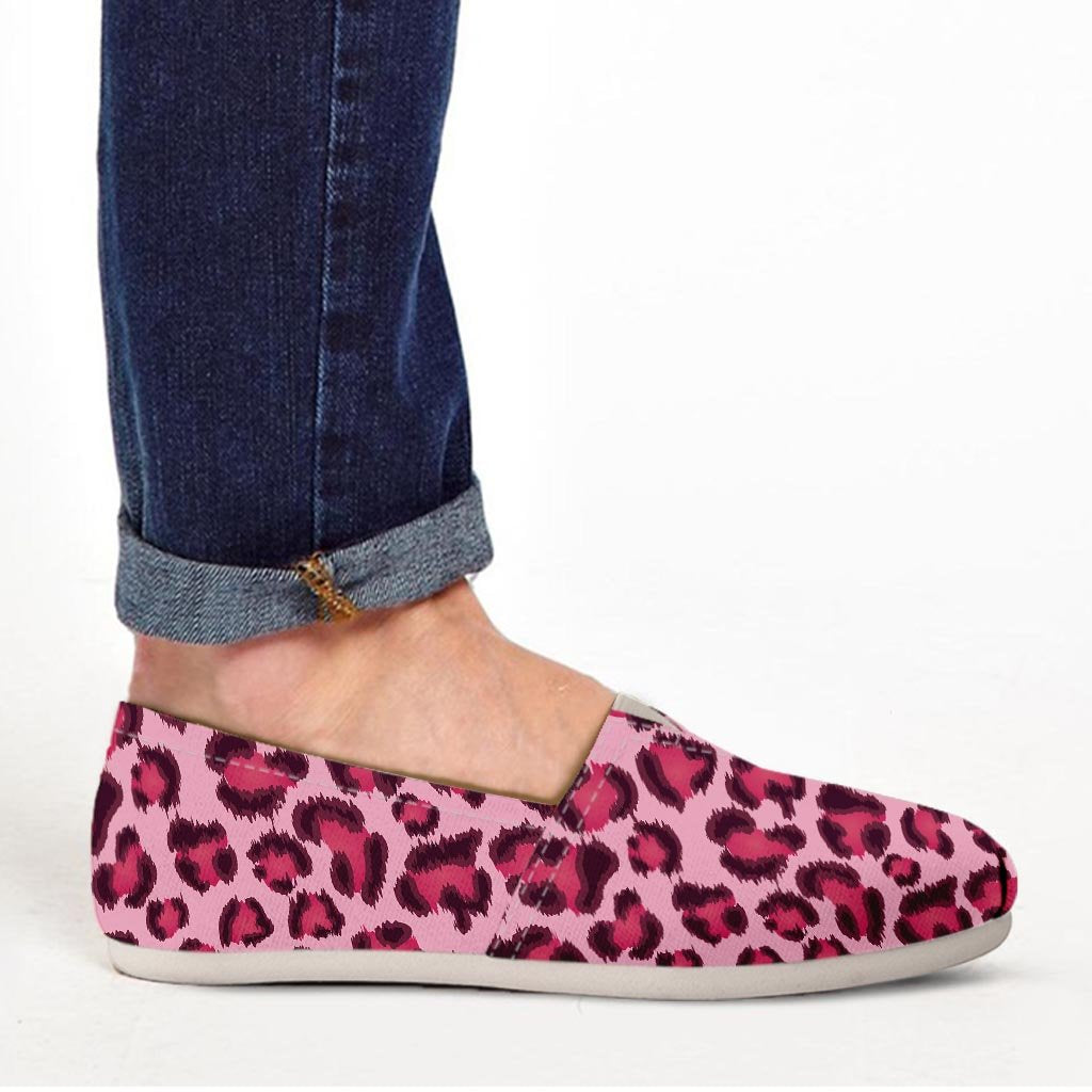 Pink Leopard Print Canvas Shoes-grizzshop