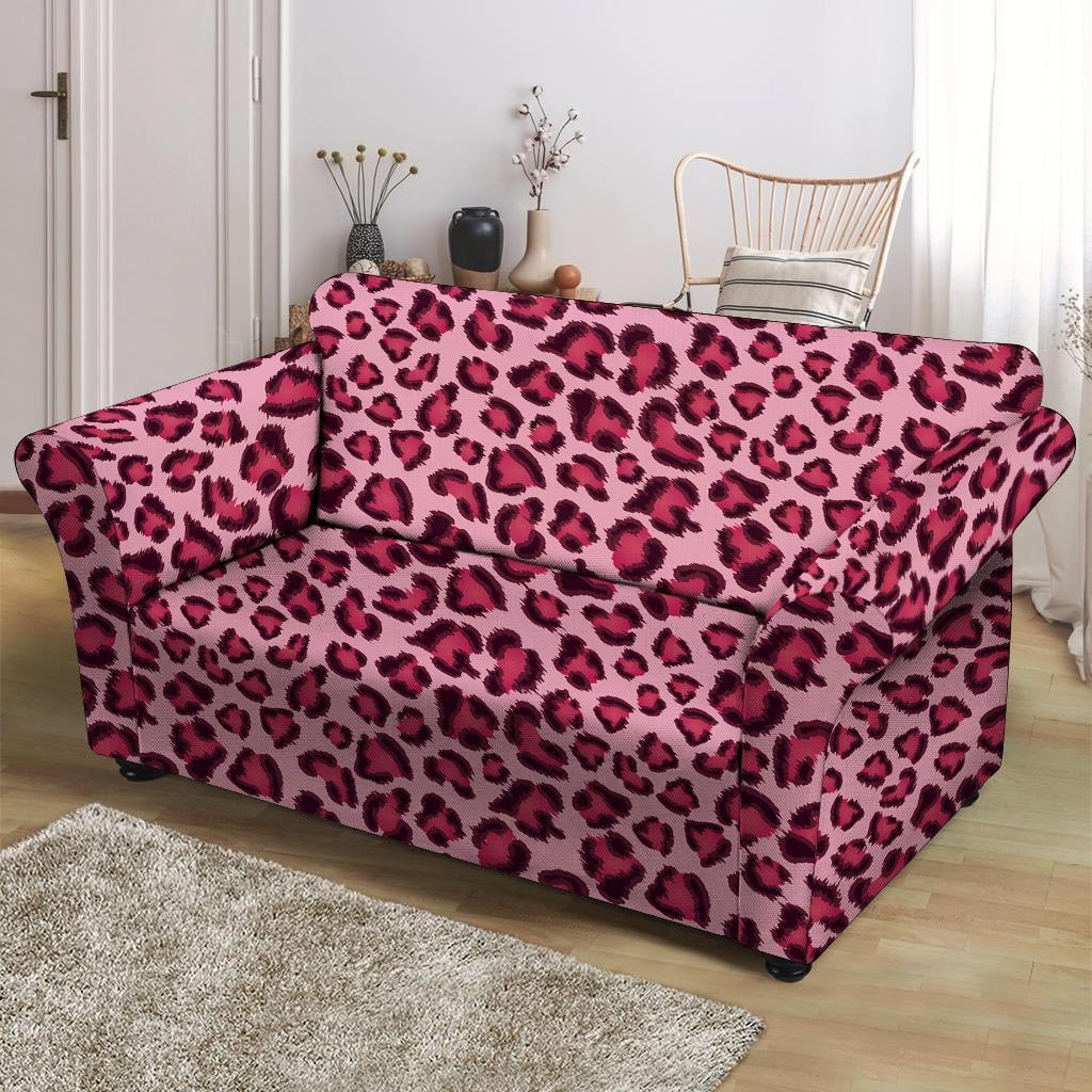 Pink Leopard Print Loveseat Cover-grizzshop