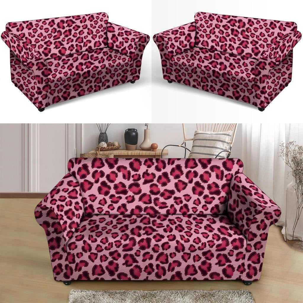 Pink Leopard Print Loveseat Cover-grizzshop