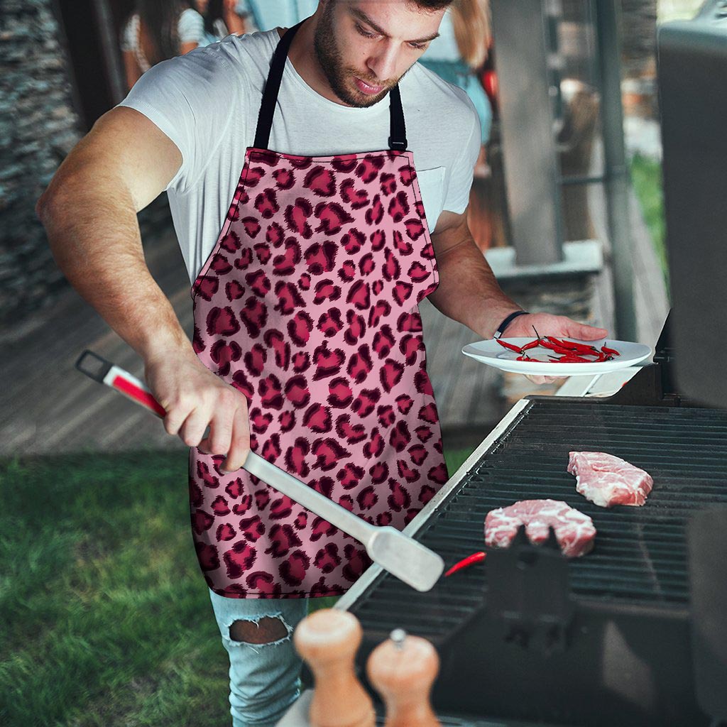 Pink Leopard Print Men's Apron-grizzshop