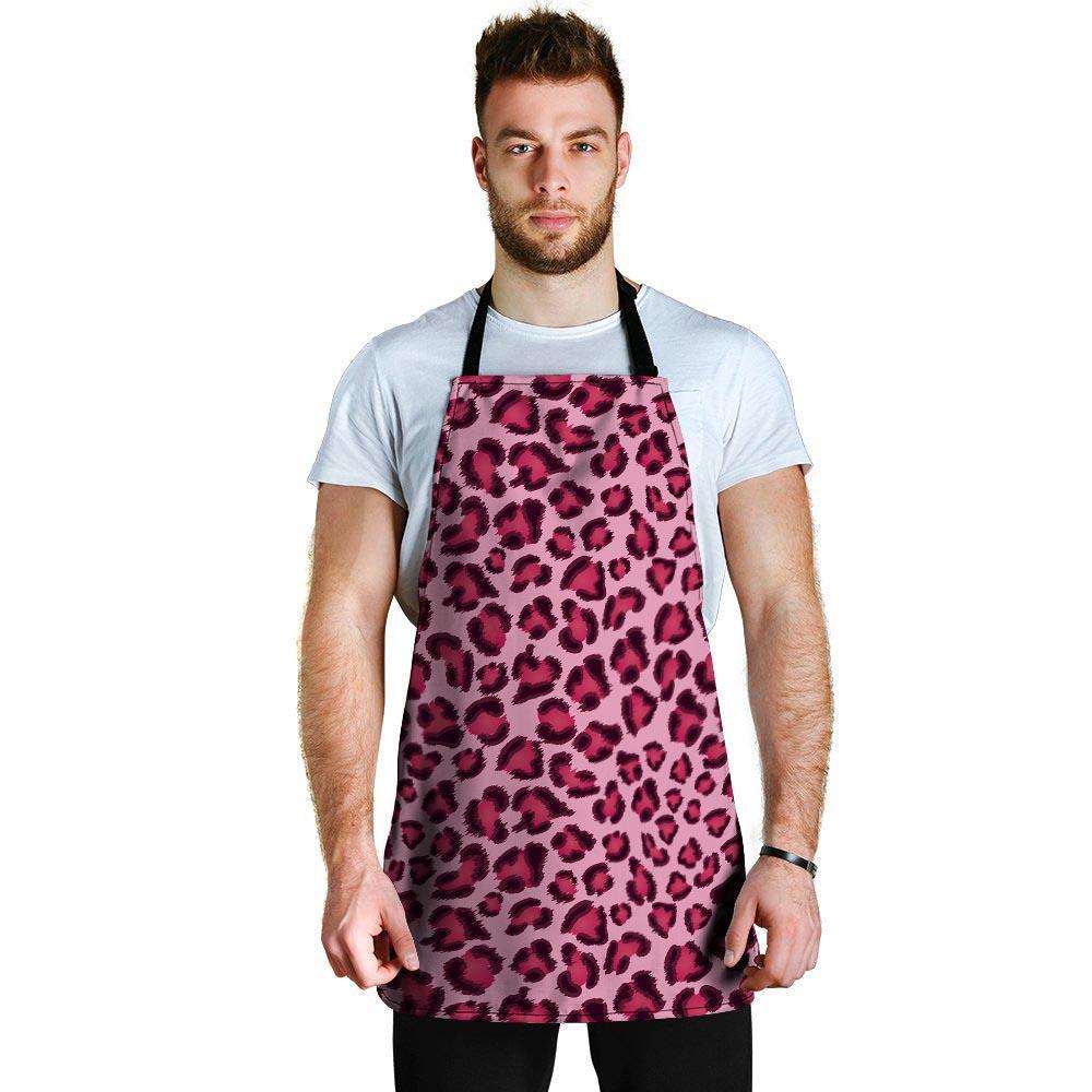 Pink Leopard Print Men's Apron-grizzshop