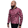 Pink Leopard Print Men's Bomber Jacket-grizzshop