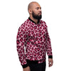 Pink Leopard Print Men's Bomber Jacket-grizzshop