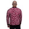 Pink Leopard Print Men's Bomber Jacket-grizzshop