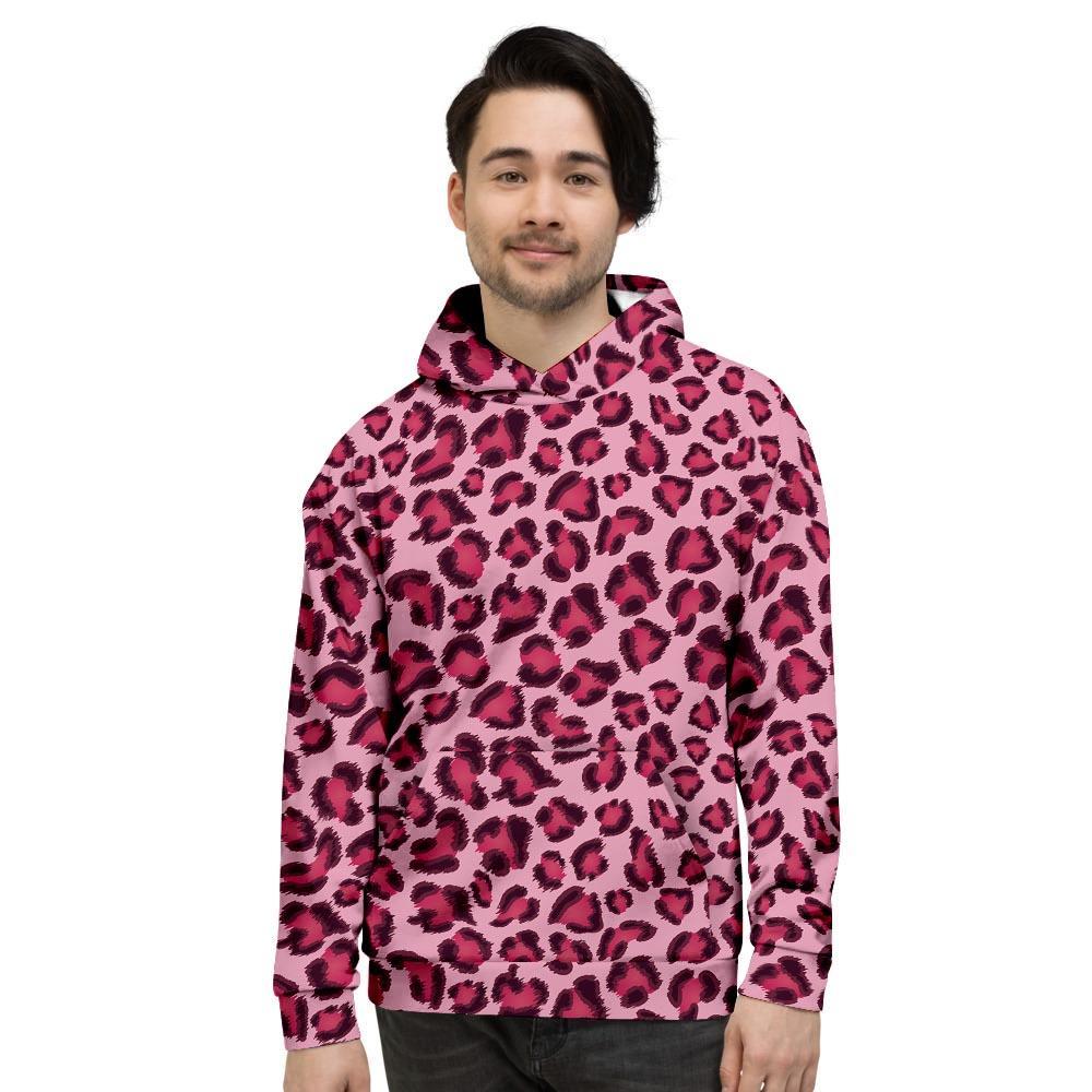 Pink Leopard Print Men's Hoodie-grizzshop