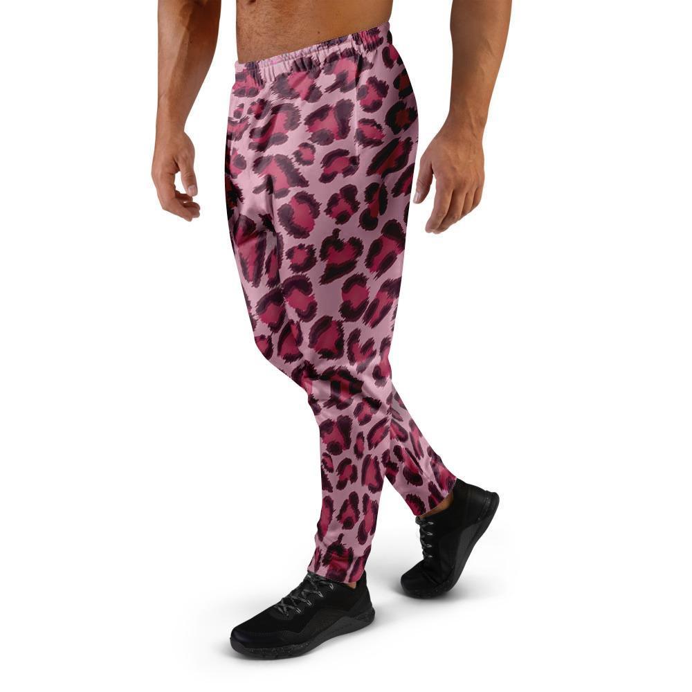 Pink Leopard Print Men's Joggers-grizzshop