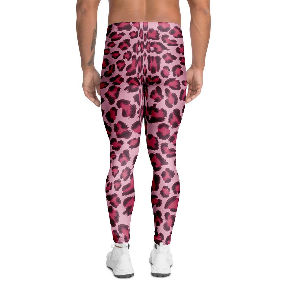 Pink Leopard Print Men's Leggings-grizzshop