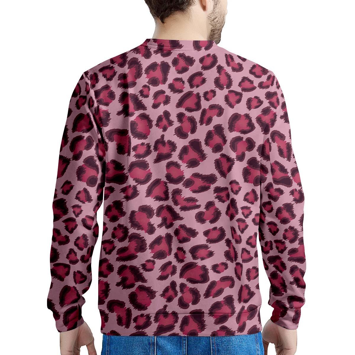 Pink Leopard Print Men's Sweatshirt-grizzshop