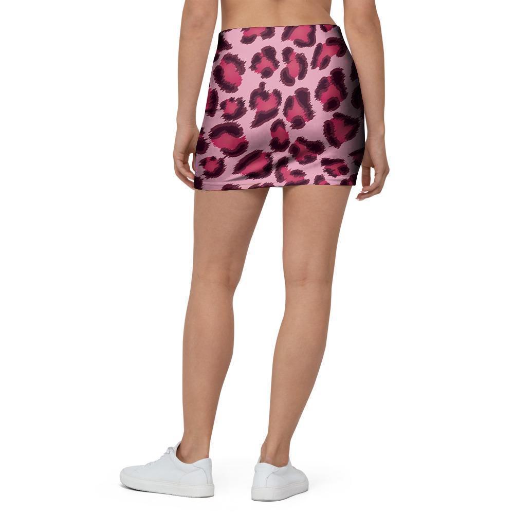 Pink Leopard Print Mini Skirt-grizzshop
