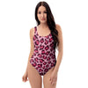 Pink Leopard Print One Piece Swimsuite-grizzshop