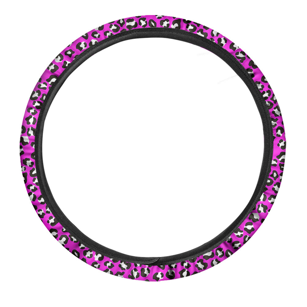 Pink Leopard Print Pattern Car Steering Wheel Cover-grizzshop