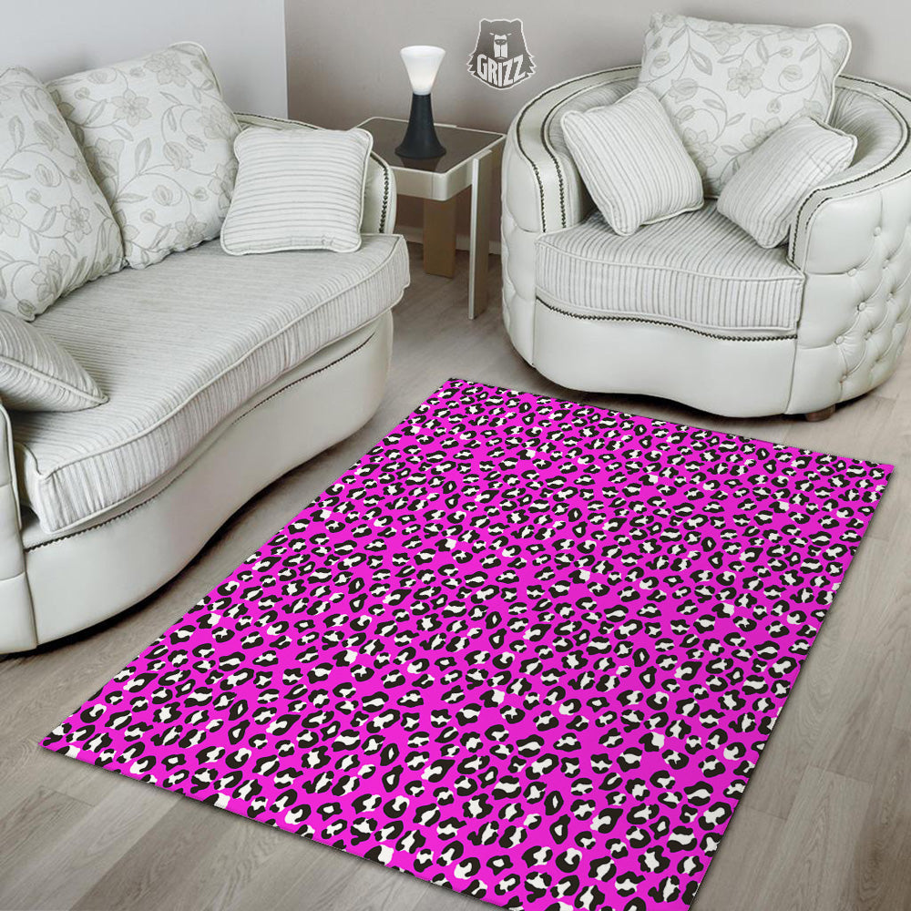Pink Leopard Print Pattern Floor Mat-grizzshop