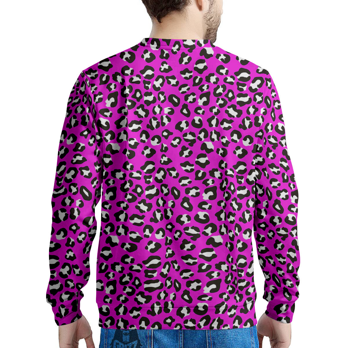 Pink Leopard Print Pattern Men's Sweatshirt-grizzshop