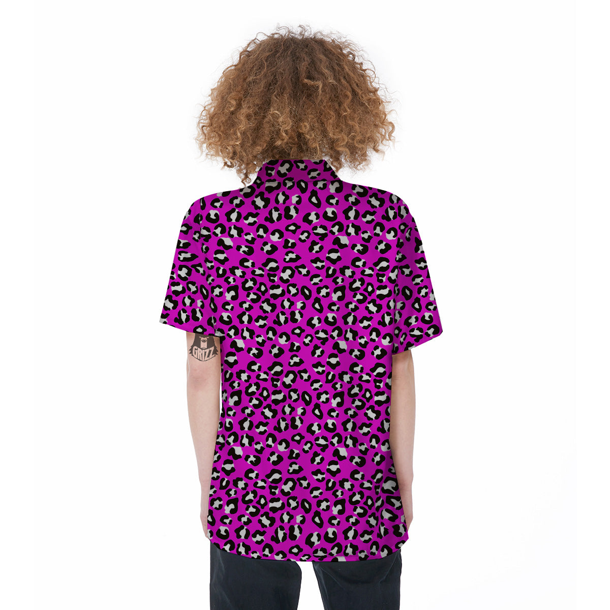 Pink Leopard Print Pattern Women's Short Sleeve Shirts-grizzshop