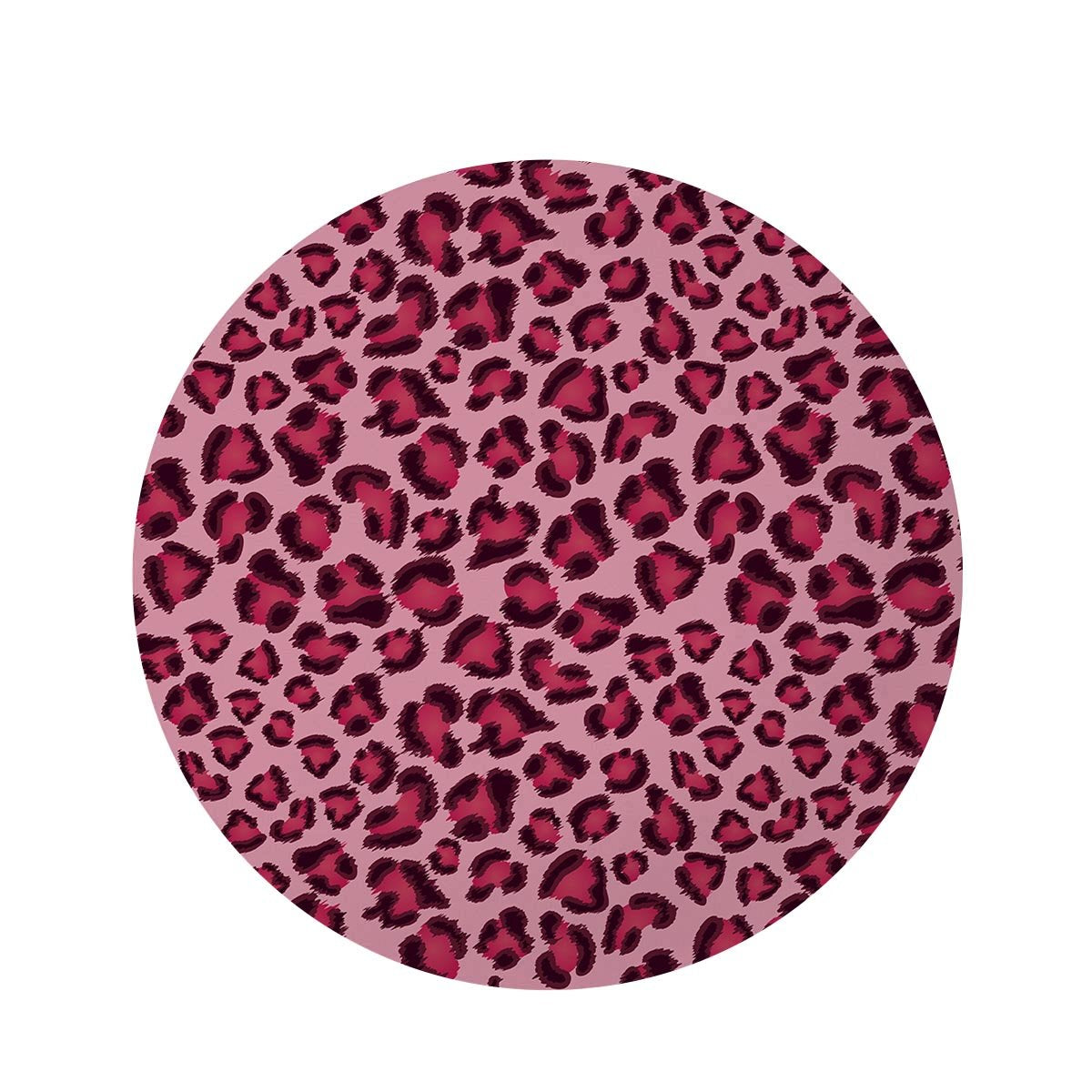 Pink Leopard Print Round Rug-grizzshop