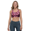 Pink Leopard Print Sports Bra-grizzshop