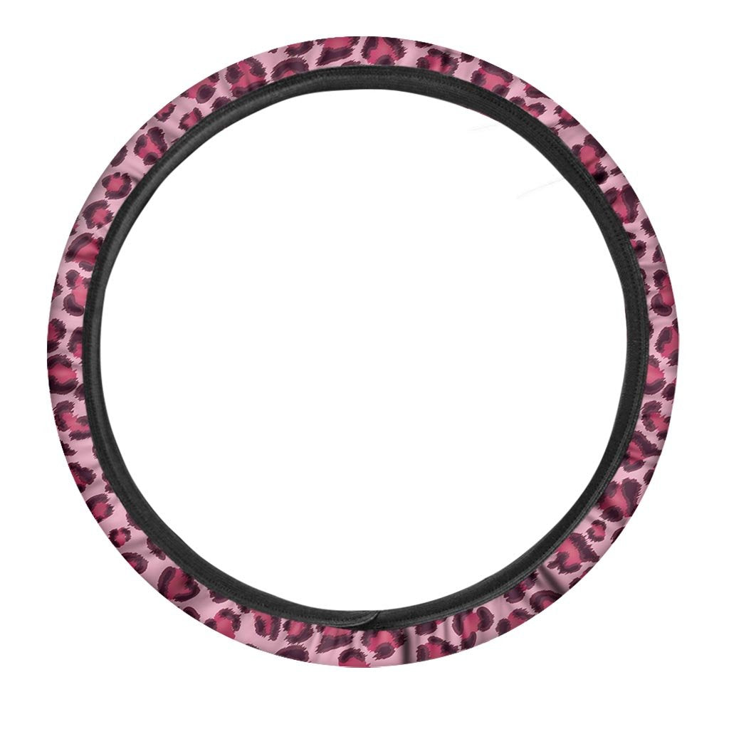 Pink Leopard Print Steering Wheel Cover-grizzshop