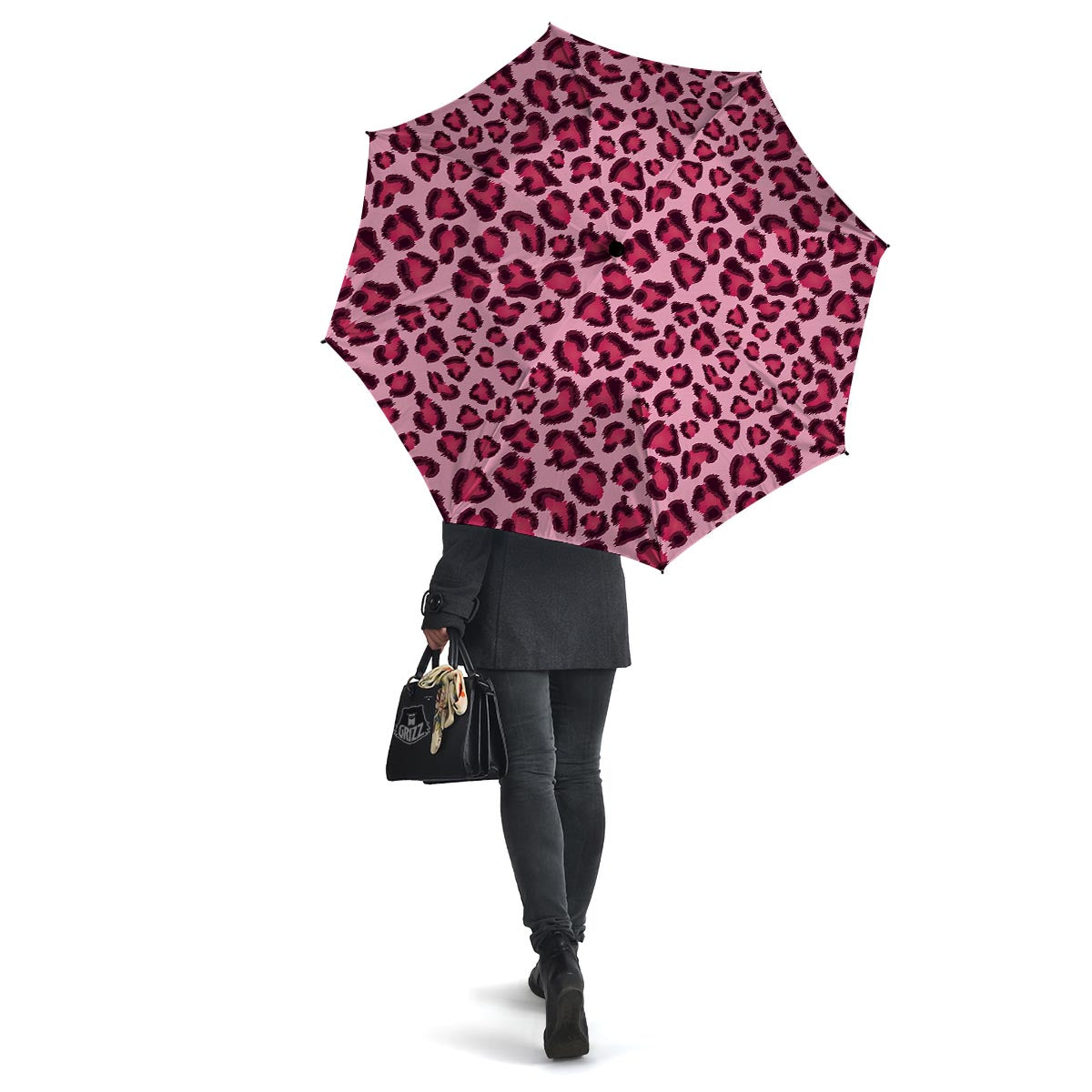 Pink Leopard Print Umbrella-grizzshop