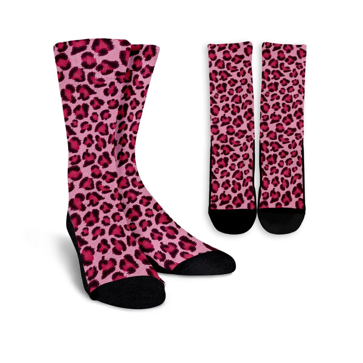 Pink Leopard Print Unisex Socks-grizzshop