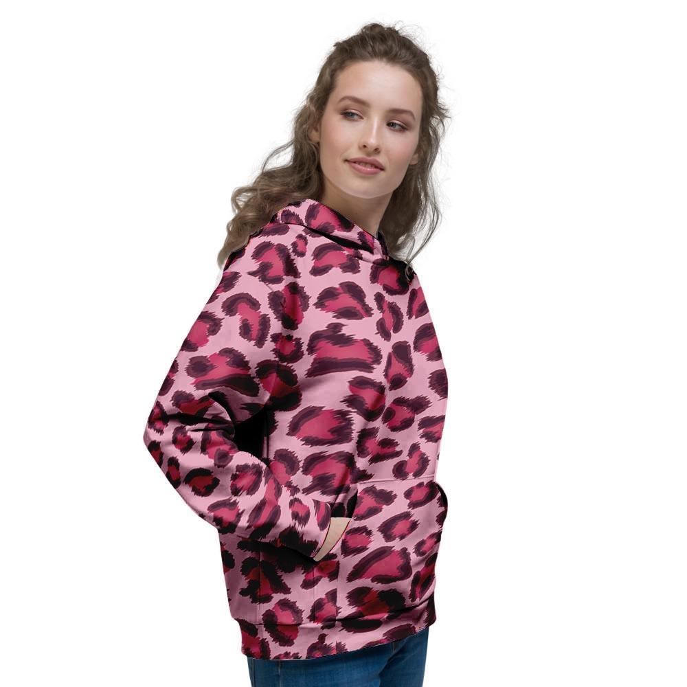 Pink Leopard Print Women's Hoodie-grizzshop