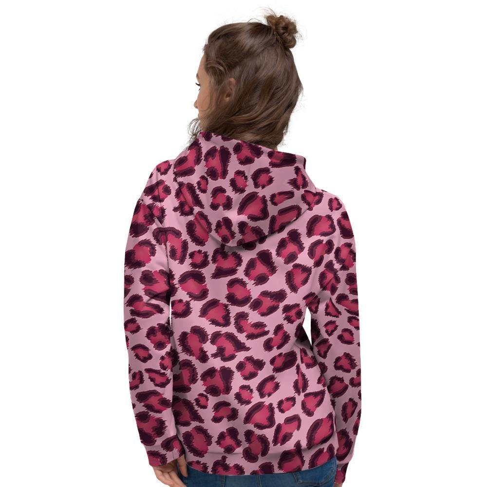 Pink Leopard Print Women's Hoodie-grizzshop