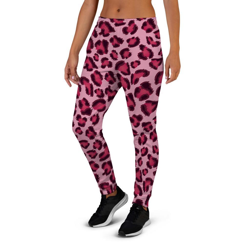 Pink Leopard Print Women's Joggers-grizzshop