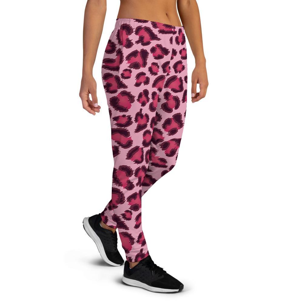 Pink Leopard Print Women's Joggers-grizzshop